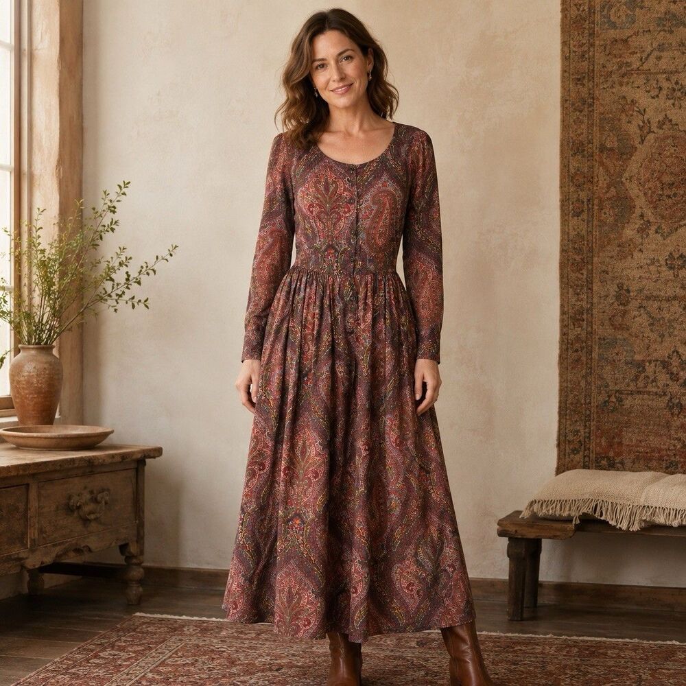 Liberty Of London Paisley Midi Dress Sz 4